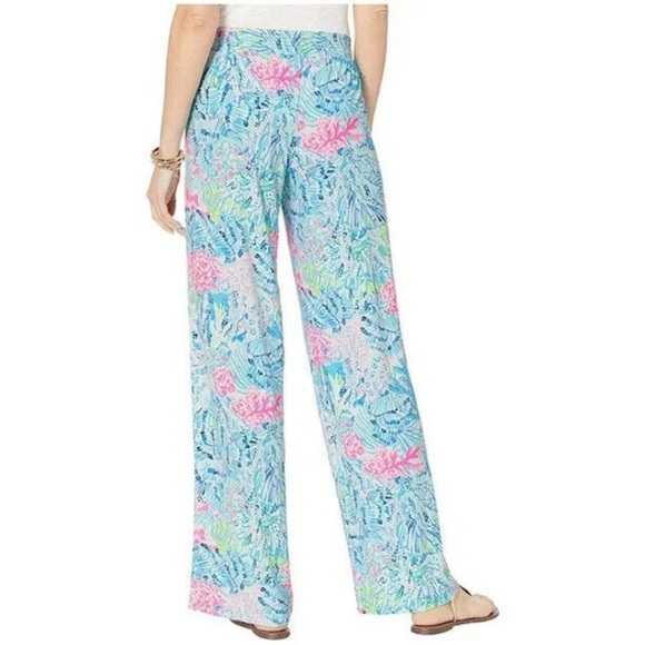 Lilly Pulitzer Lorena Breezy Palazzo Pants in Multi Sink or Swim size L NWOT - Picture 2 of 8